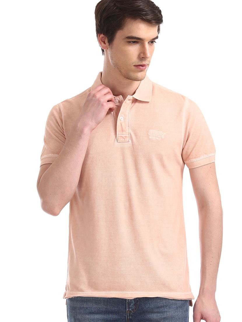 peach solid polo t-shirt - 17630925 - Zoom Image - 1