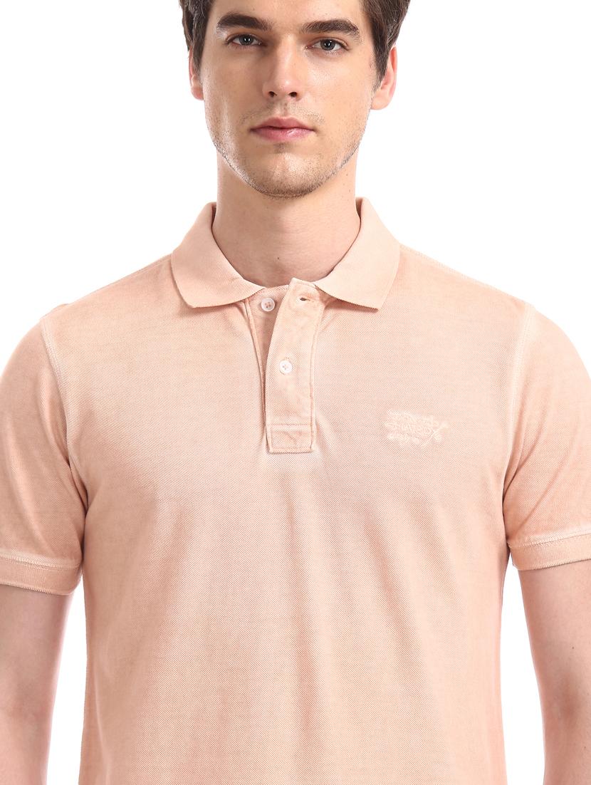 peach solid polo t-shirt - 17630925 - Zoom Image - 5