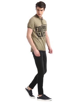 brown typographic polo t-shirt - 17630937 - Standard Image - 4