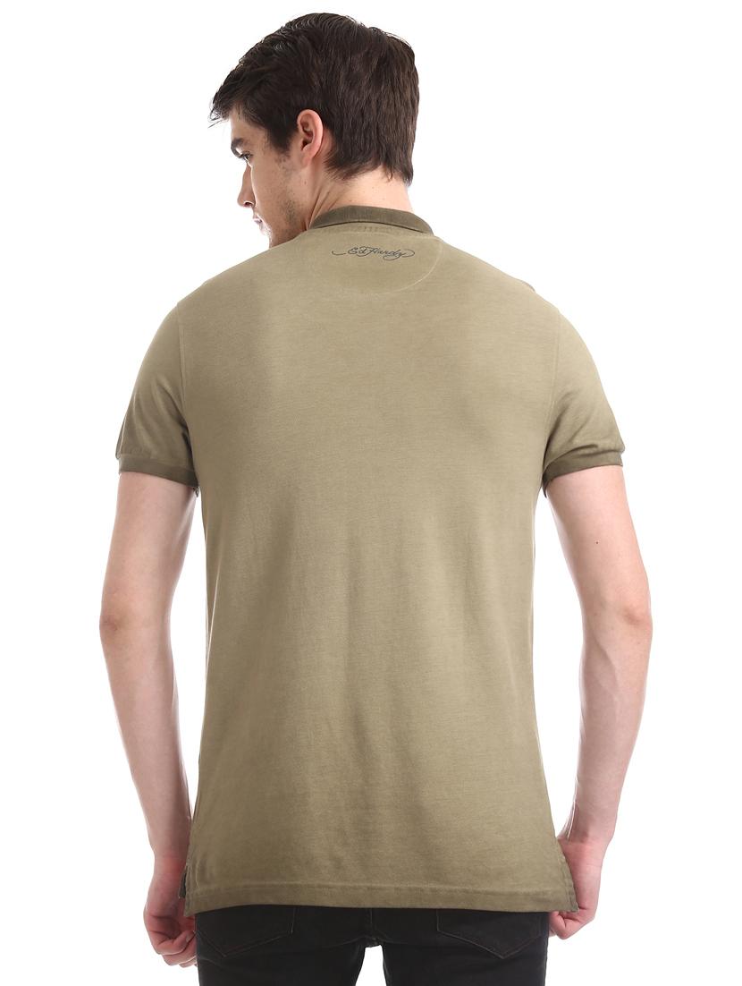 brown typographic polo t-shirt - 17630937 - Zoom Image - 3