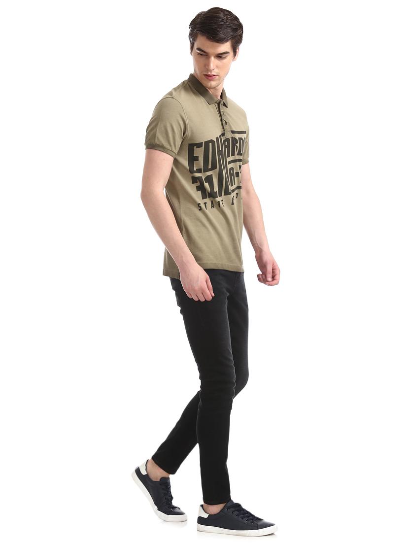 brown typographic polo t-shirt - 17630937 - Zoom Image - 4