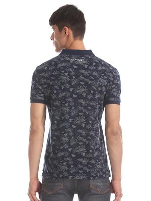 navy blue floral polo t-shirt - 17630943 - Standard Image - 3