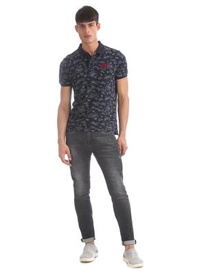 navy blue floral polo t-shirt - 17630943 - Standard Image - 4