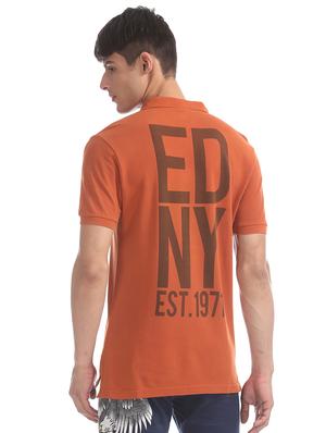 orange typographic polo t-shirt - 17630949 - Standard Image - 3