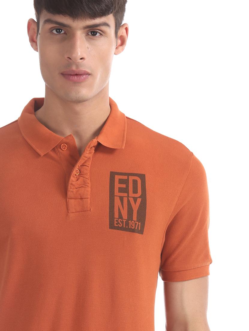 orange typographic polo t-shirt - 17630949 - Zoom Image - 5
