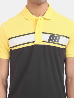 yellow color block polo t-shirt - 17630953 - Standard Image - 5