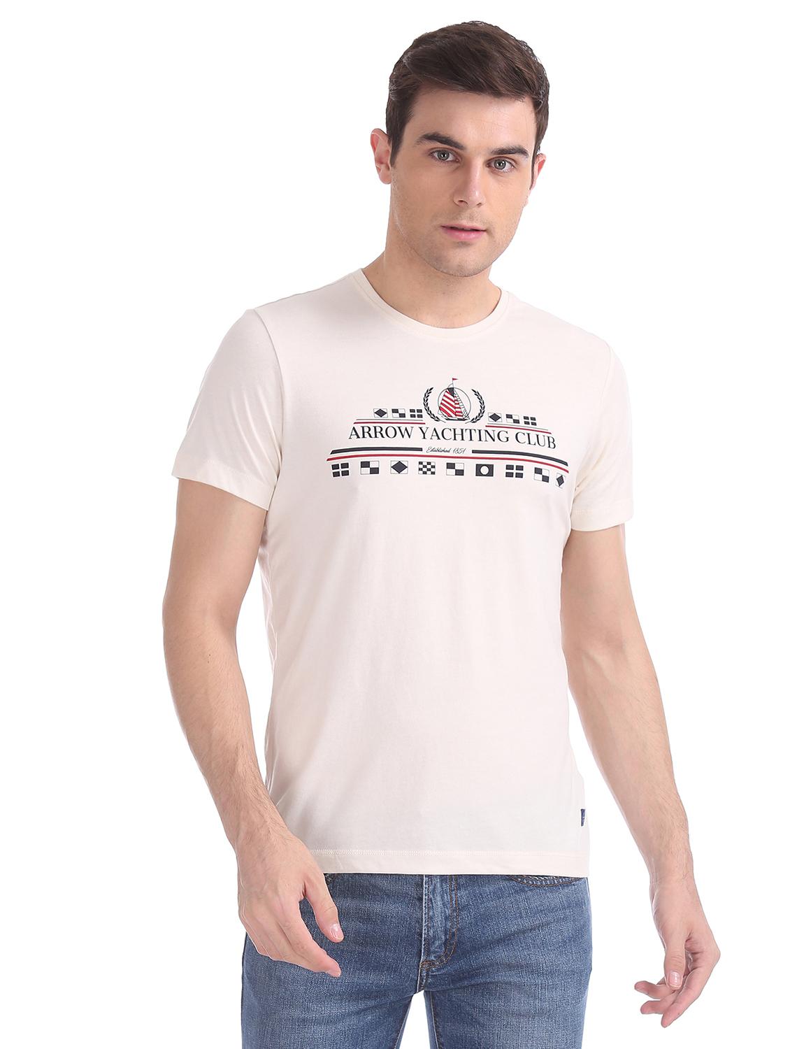 off white chest print t-shirt - 17630983 - Zoom Image - 1