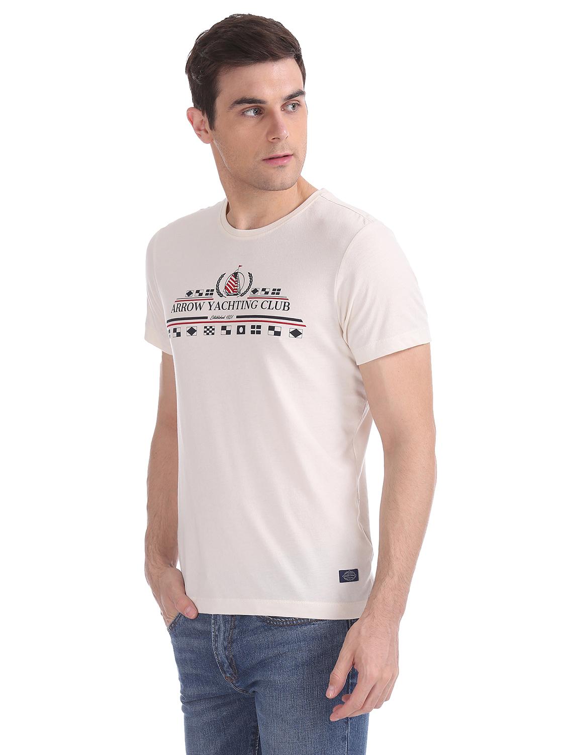 off white chest print t-shirt - 17630983 - Zoom Image - 2