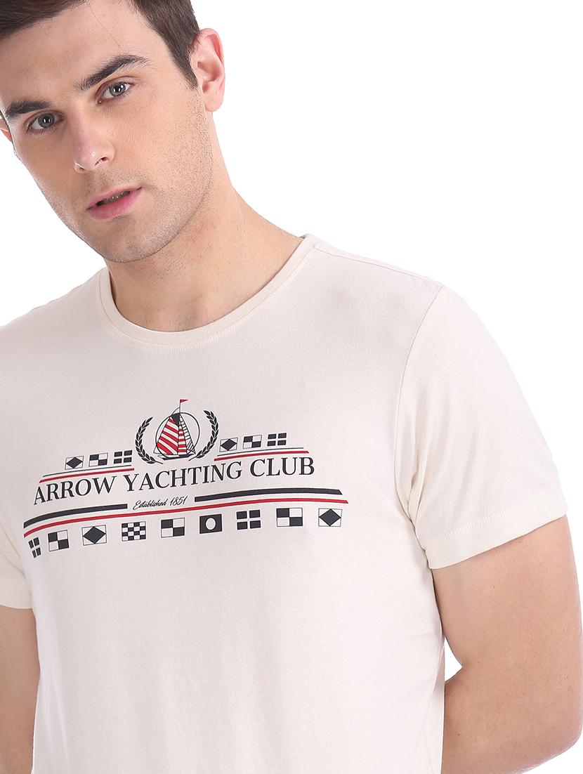off white chest print t-shirt - 17630983 - Zoom Image - 5