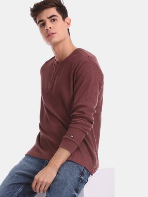 maroon self design t-shirt - 17630995 - Standard Image - 2