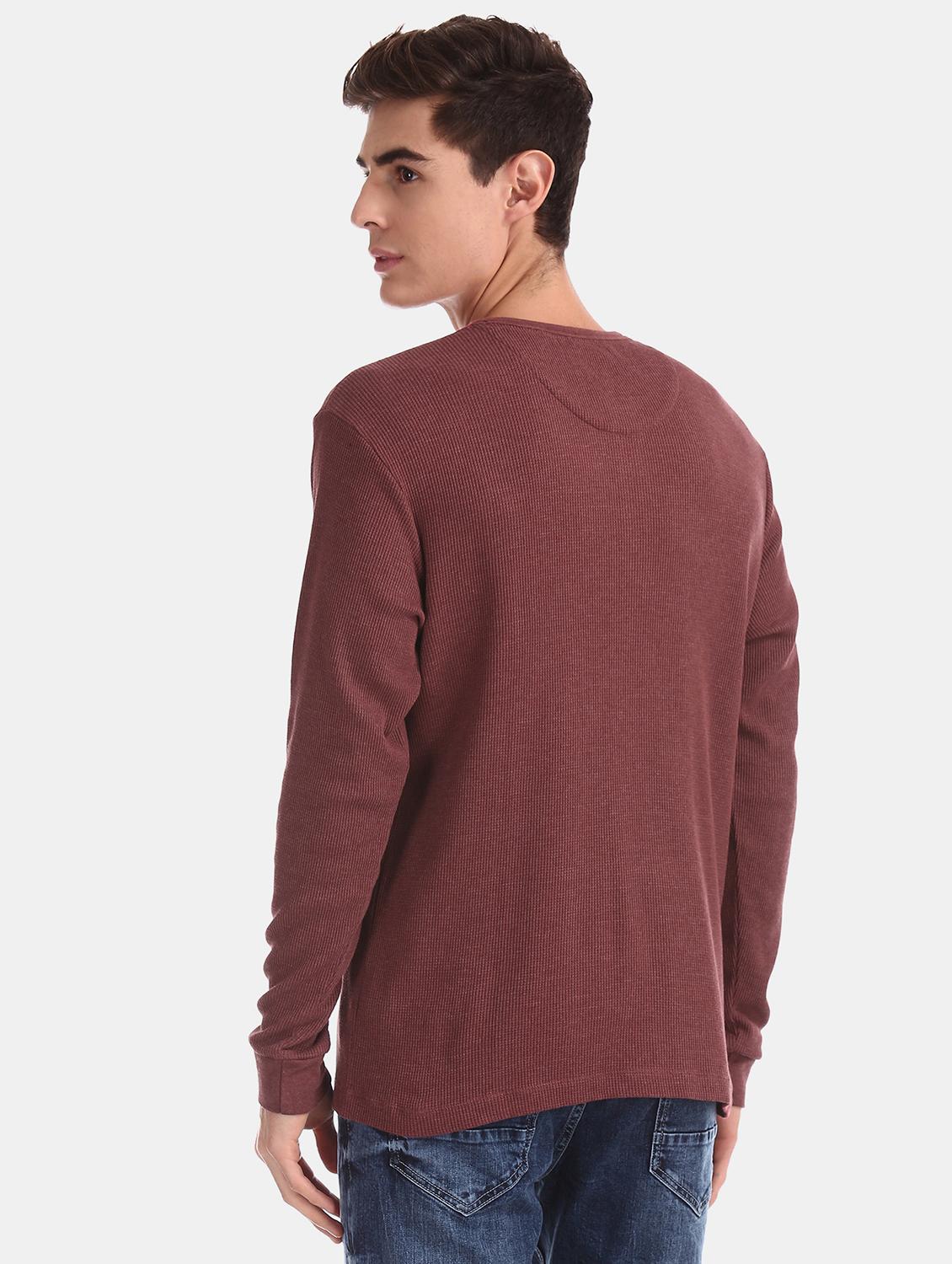 maroon self design t-shirt - 17630995 - Zoom Image - 3