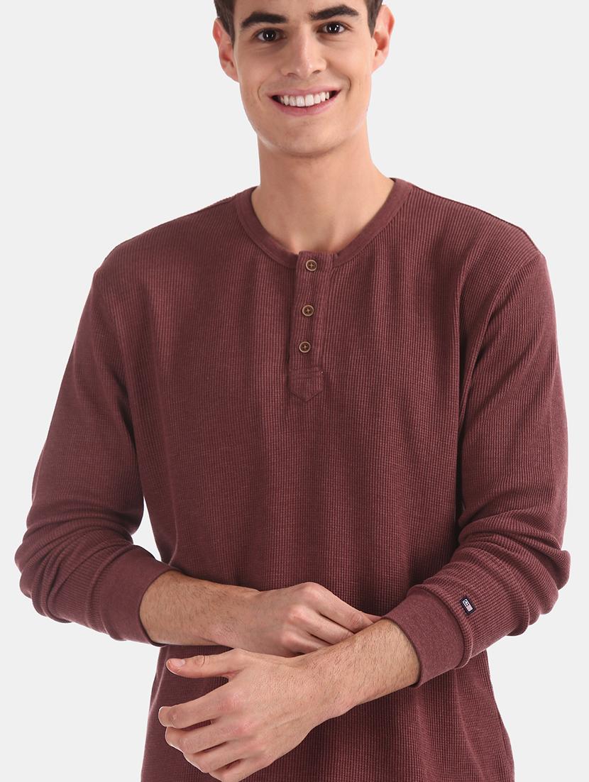 maroon self design t-shirt - 17630995 - Zoom Image - 5