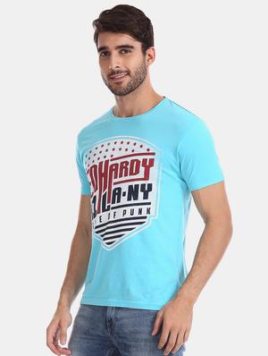 turquoise blue front print t-shirt - 17631155 - Standard Image - 2