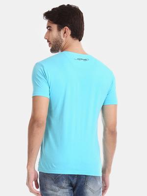 turquoise blue front print t-shirt - 17631155 - Standard Image - 3