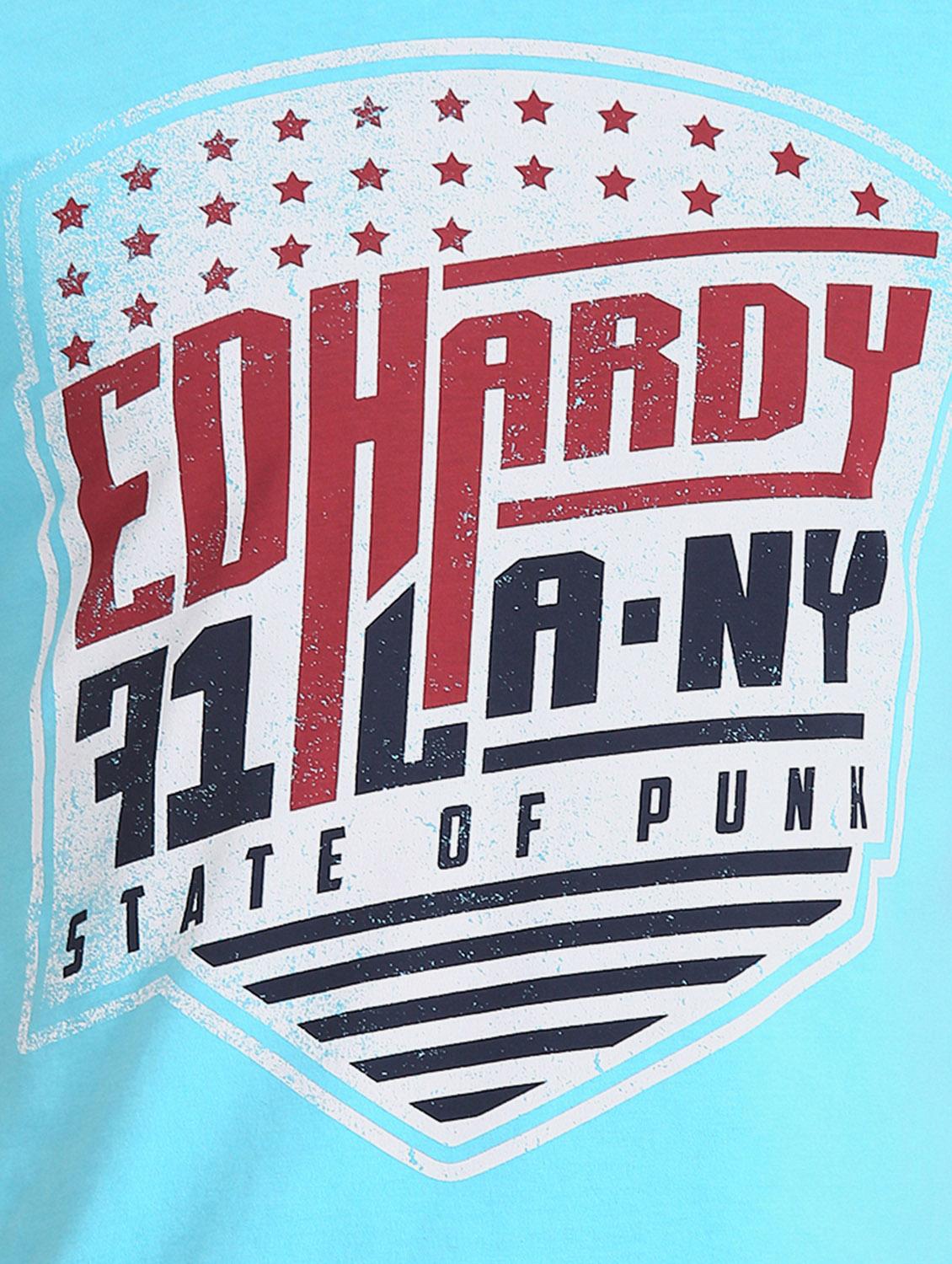 turquoise blue front print t-shirt - 17631155 - Zoom Image - 5