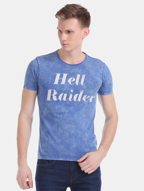 blue chest print t-shirt - 17631164 - Standard Image - 1