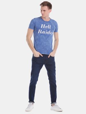 blue chest print t-shirt - 17631164 - Standard Image - 4