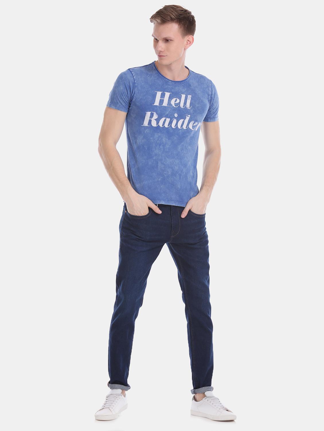 blue chest print t-shirt - 17631164 - Zoom Image - 4