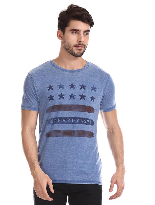blue chest print t-shirt - 17631165 - Standard Image - 1