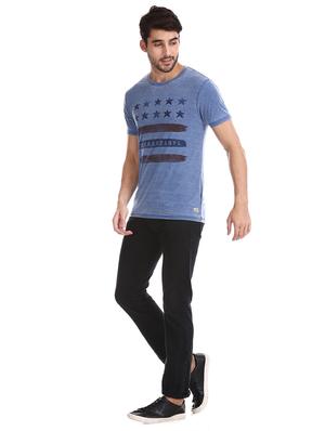 blue chest print t-shirt - 17631165 - Standard Image - 4