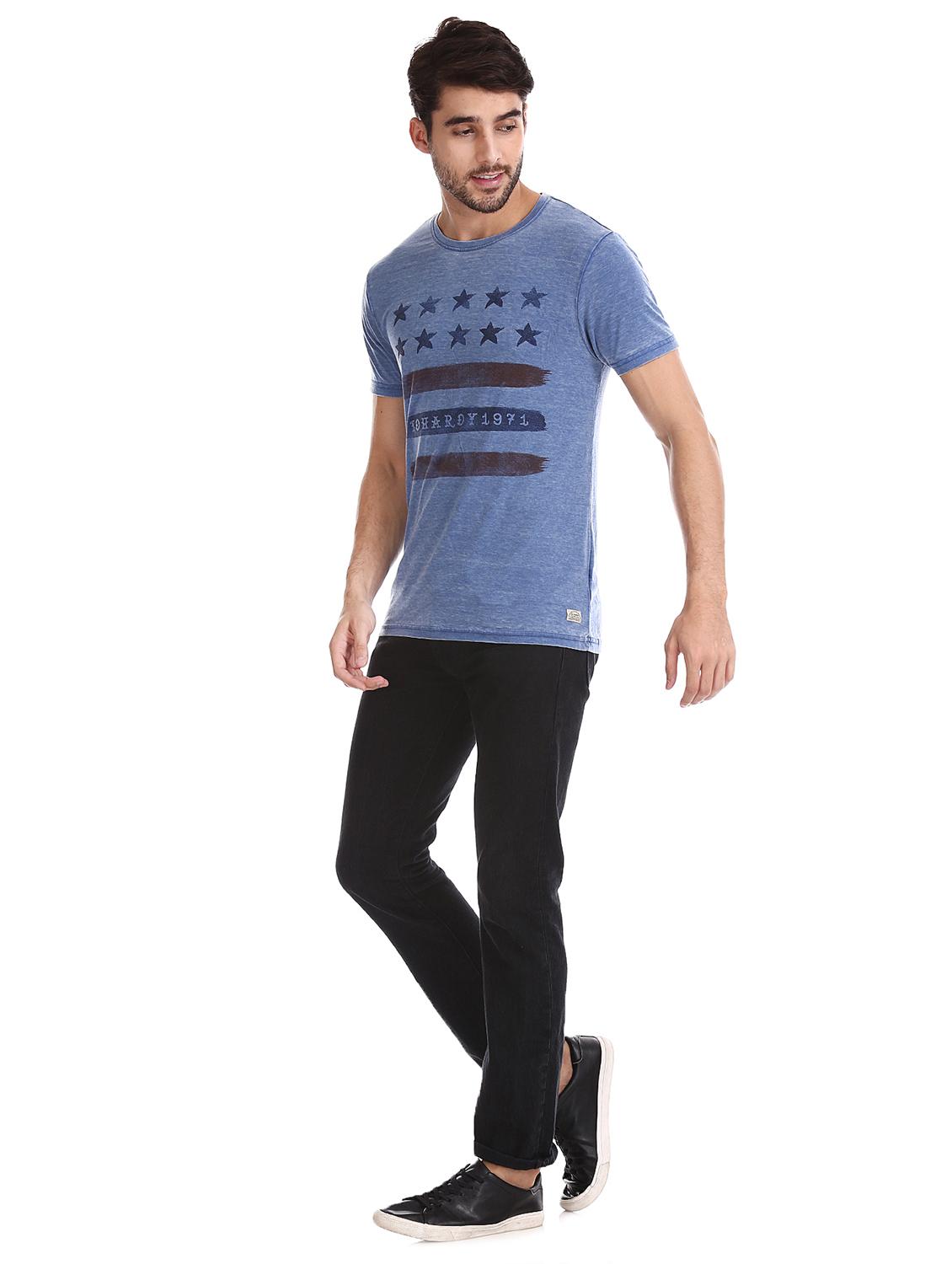 blue chest print t-shirt - 17631165 - Zoom Image - 4