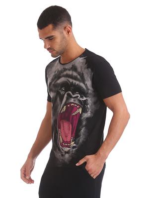 black front print t-shirt - 17631184 - Standard Image - 2
