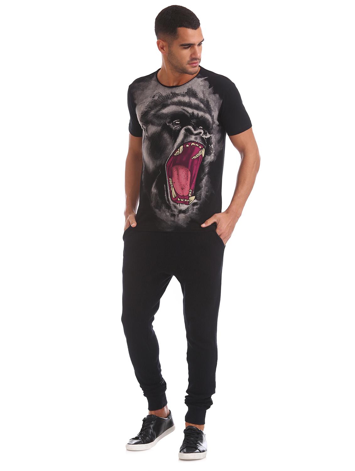 black front print t-shirt - 17631184 - Zoom Image - 4