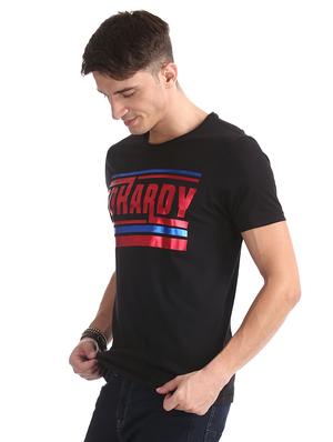 black chest print t-shirt - 17631203 - Standard Image - 2