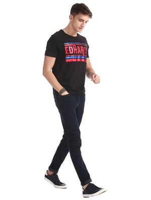 black chest print t-shirt - 17631203 - Standard Image - 4