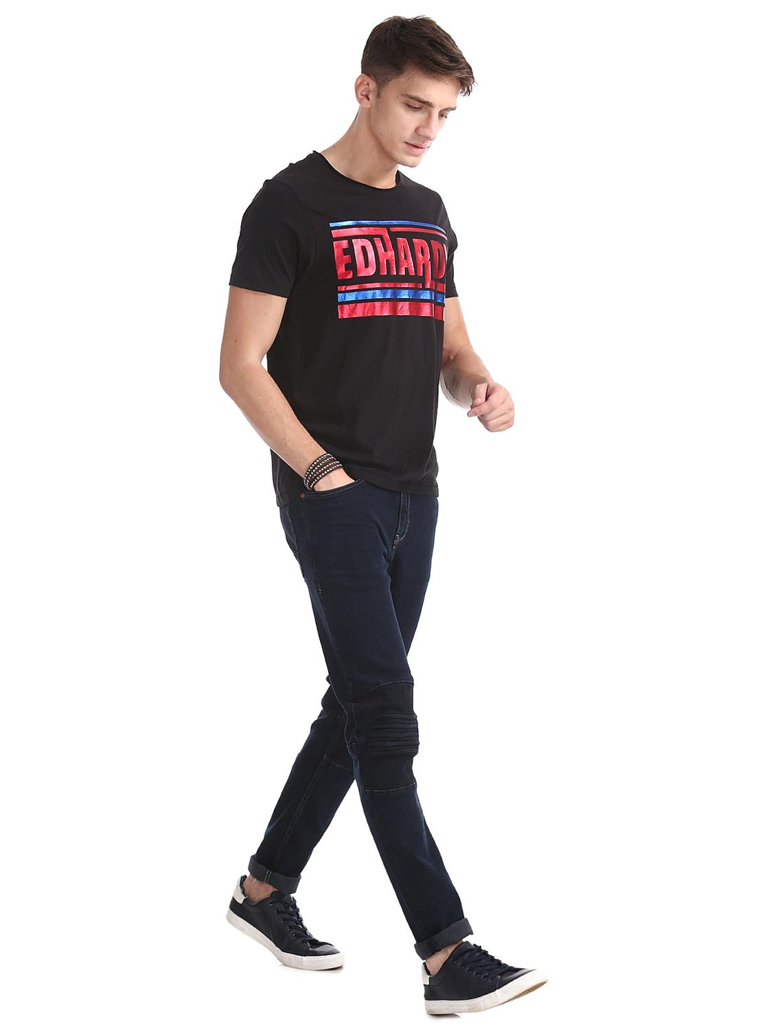 black chest print t-shirt - 17631203 - Zoom Image - 4
