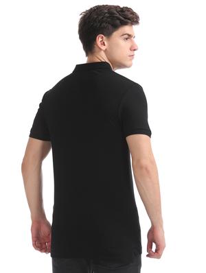 black printed polo t-shirt - 17631373 - Standard Image - 3