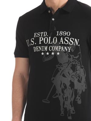 black printed polo t-shirt - 17631373 - Standard Image - 5