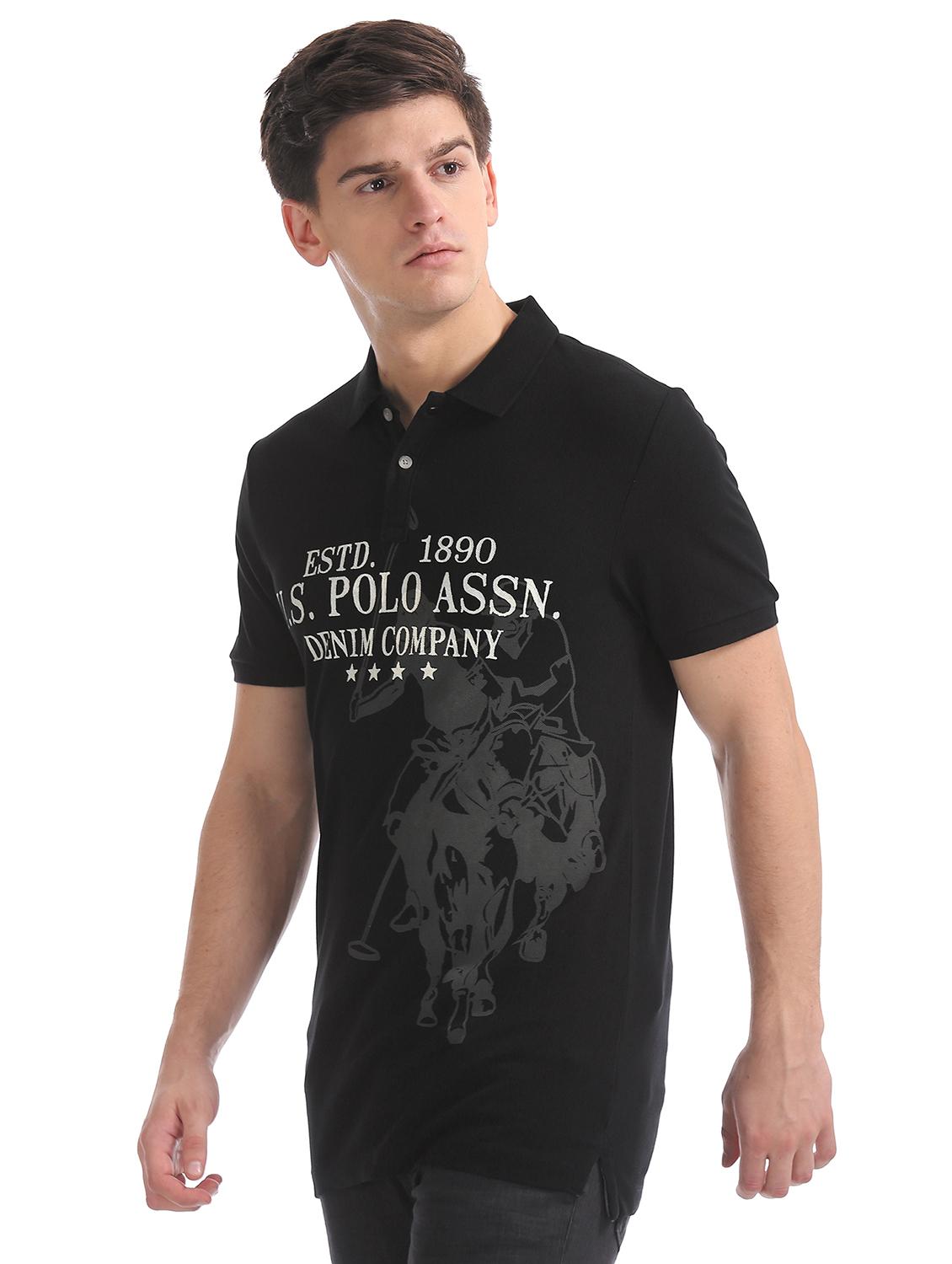 black printed polo t-shirt - 17631373 - Zoom Image - 2