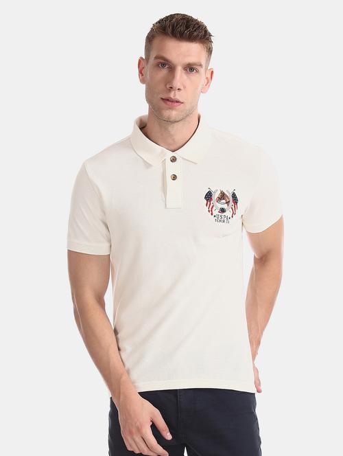 off white solid polo t-shirt - 17631379 - Very Small Image - 1