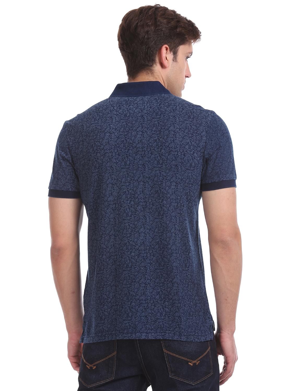 navy blue printed polo t-shirt - 17631380 - Zoom Image - 2
