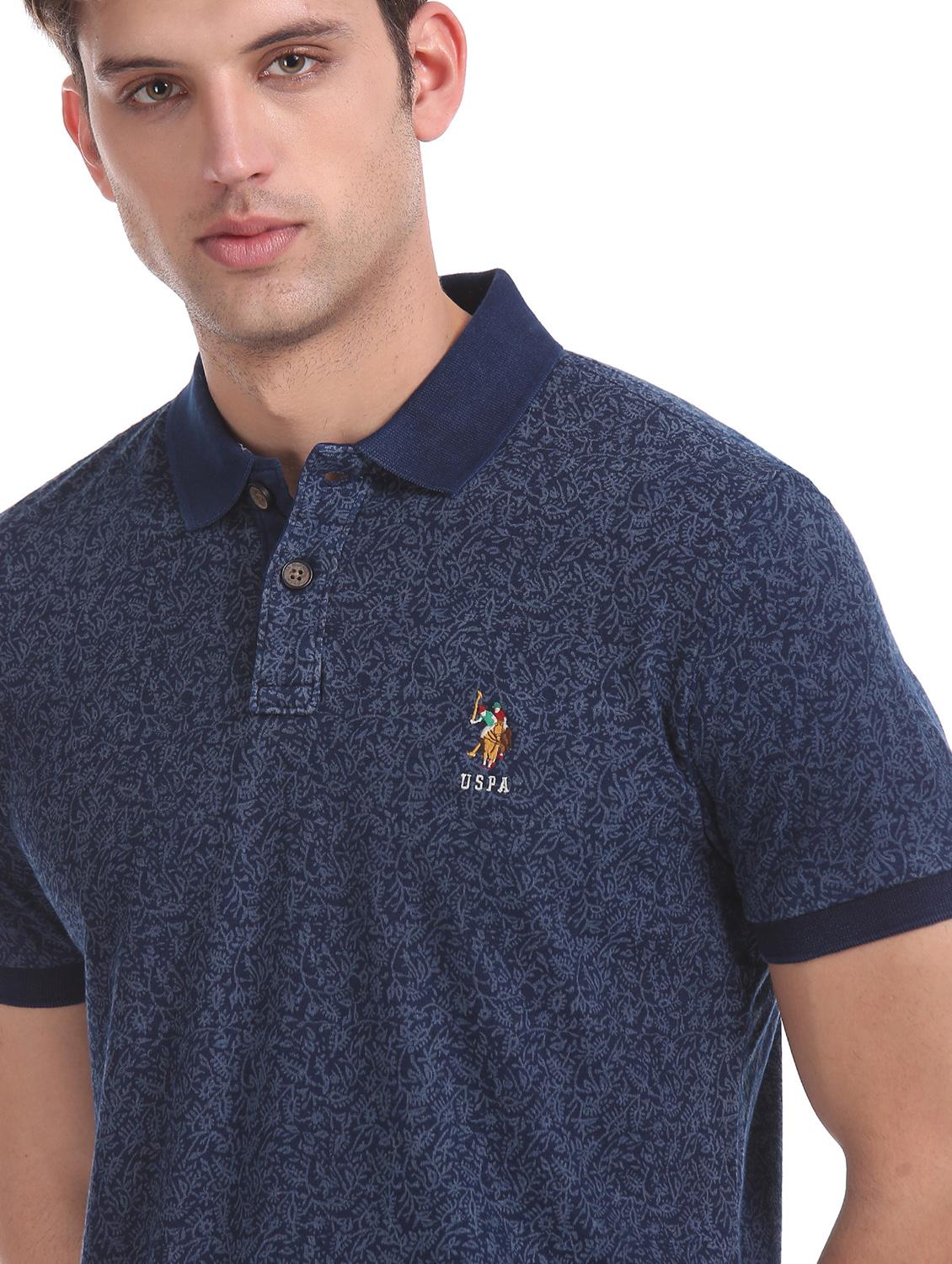 navy blue printed polo t-shirt - 17631380 - Zoom Image - 4