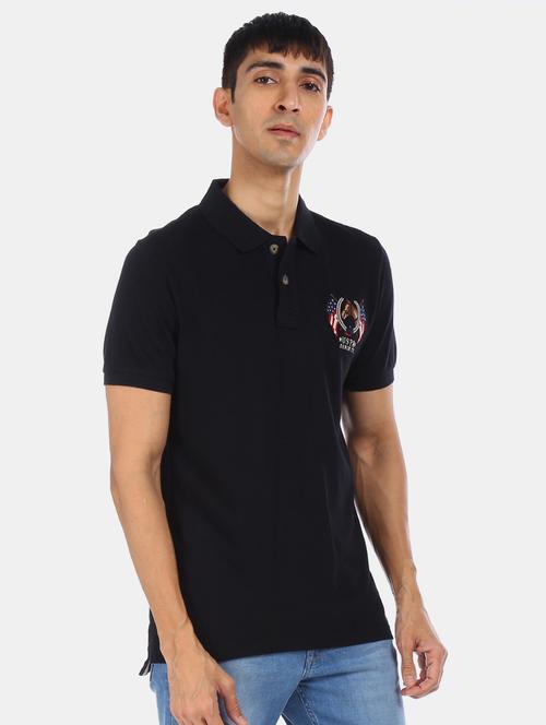 black solid polo t-shirt - 17631394 - Standard Image - 1