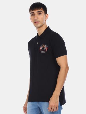 black solid polo t-shirt - 17631394 - Standard Image - 2