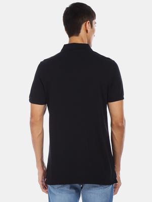 black solid polo t-shirt - 17631394 - Standard Image - 3