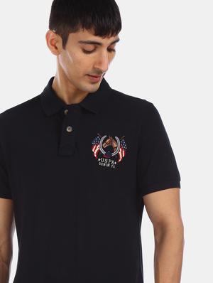 black solid polo t-shirt - 17631394 - Standard Image - 5