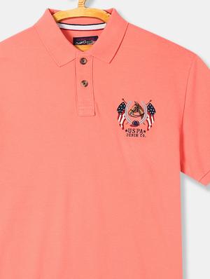 peach solid polo t-shirt - 17631396 - Standard Image - 3