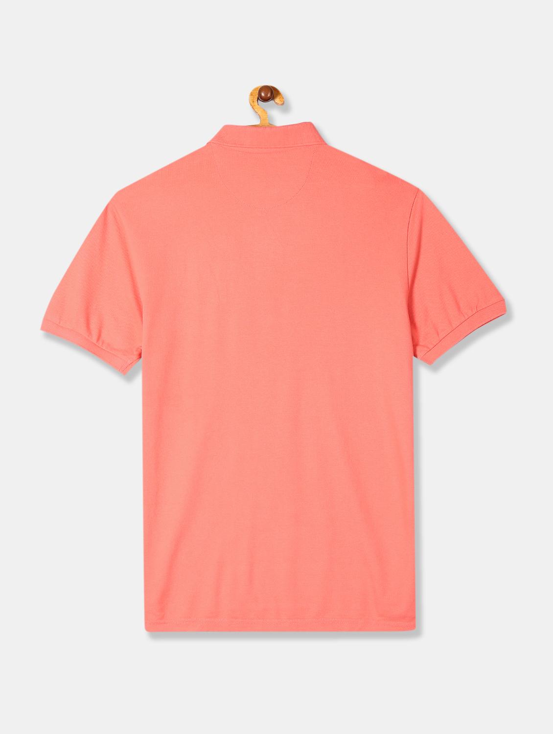 peach solid polo t-shirt - 17631396 - Zoom Image - 2