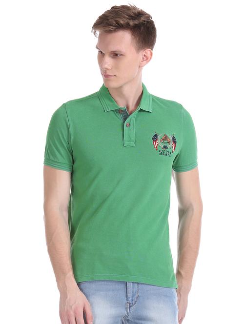 green solid polo t-shirt - 17631398 - Standard Image - 1