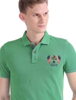 green solid polo t-shirt - 17631398 - Standard Image - 5
