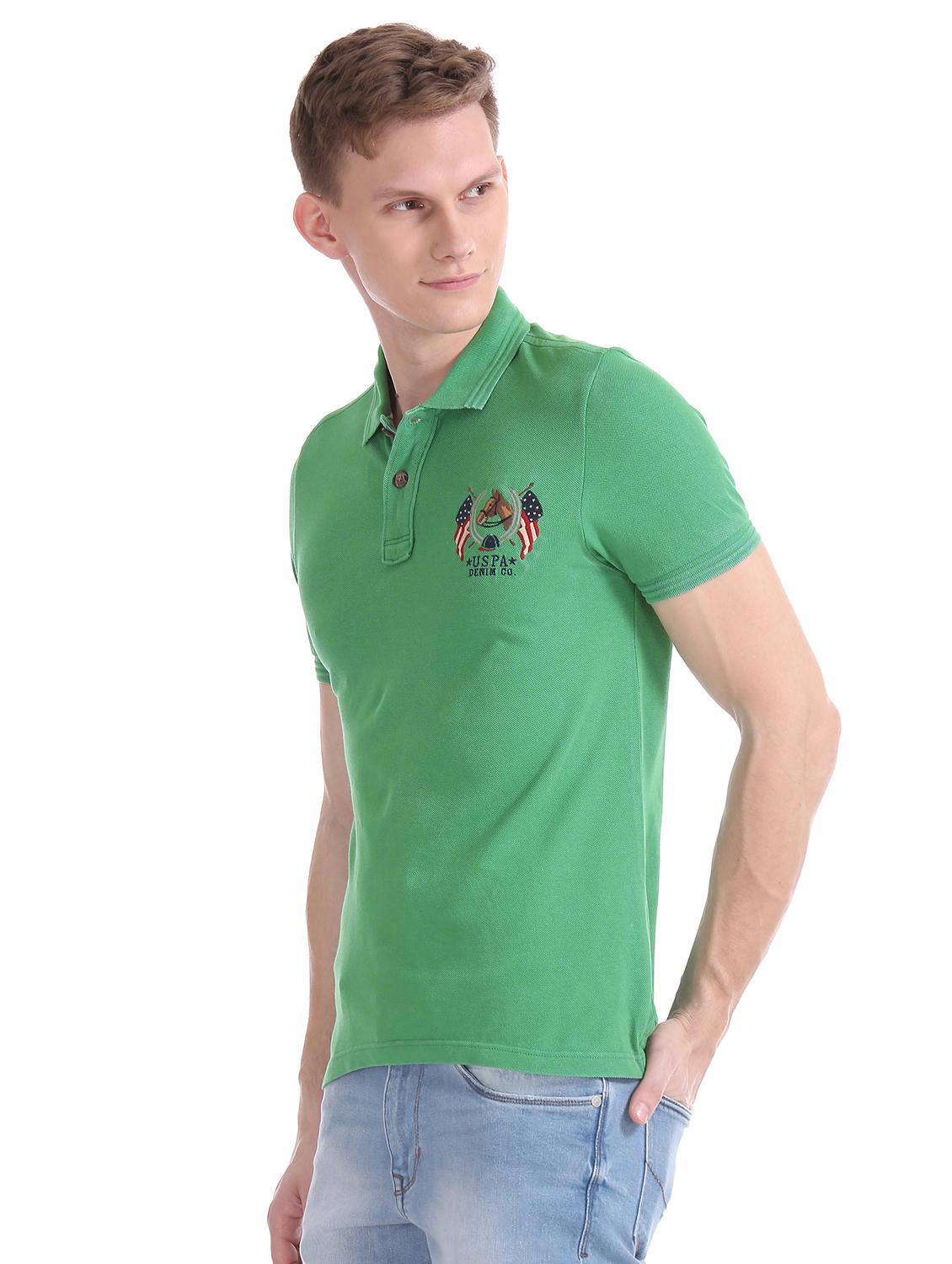 green solid polo t-shirt - 17631398 - Zoom Image - 2