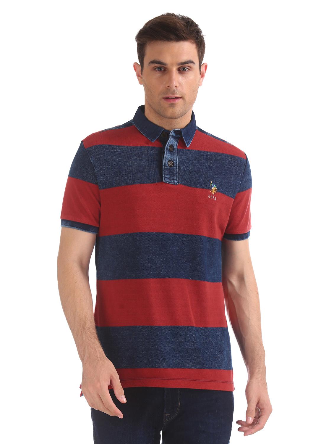 red striped collared t-shirt - 17631403 - Zoom Image - 1