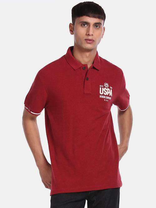 red solid polo t-shirt - 17631409 - Standard Image - 1