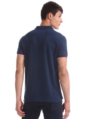 navy blue printed polo t-shirt - 17631426 - Standard Image - 3