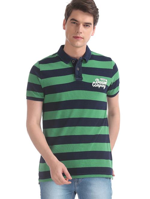 green striped polo t-shirt - 17631432 - Standard Image - 1