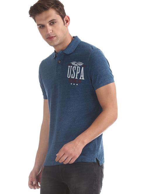blue printed polo t-shirt - 17631433 - Standard Image - 1